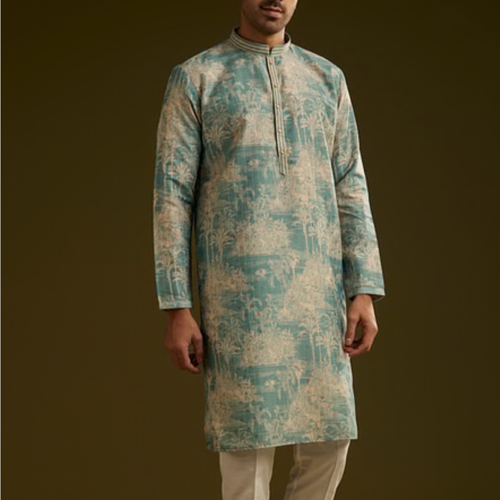 NWT Kalki Men's blue Printed Kurta